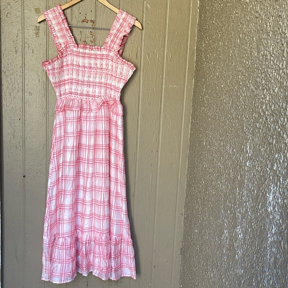 English Factory plaid ruffle midi dress in red - Picture 3 of 10